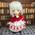 【オビツ11 服】いちごとうさぎのピクニックワンピ(受注生産)