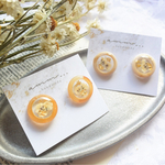 ワンコイン♡押し花のマーブルサークルピアス　イヤリング　樹脂ピアス