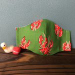 ママもロブスター大好き！　ザリガニ？　カーキ　大人用立体マスク(高学年〜女性向け) オシャレマスク　ファッションマスク　個性的