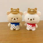 羊毛フェルト　くま帽子　くま　しろくま　ハロウィン　おばけ　ぬいぐるみ