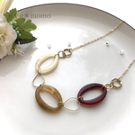 【再販4】オーバルリングのネックレス（ﾛﾝｸﾞﾈｯｸﾚｽ・ﾈｯｸﾚｽ・パステルカラー・ブラウン・ホワイト・大振り・プチプラ）