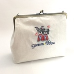 goemama様オーダー品☆犬の手刺繍でがま口ポーチ