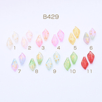 B429-6 60個  チェコガラスチャーム 金箔入り 花びら 1穴 9×18mm 20個入  3×【20ヶ】