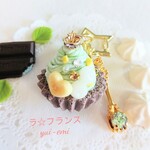 新作☆抹茶白玉モンブラン☆キーホルダー☆