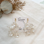 ホワイト×クリアの小花ピアス／イヤリング