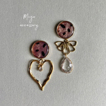 No.83❤︎asymmetry brown heart pierce／earring