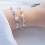【２つセット】　韓国　ビーズブレスレット　《　pearl blue ＆ pearl gray 　》　マグネット着脱　お揃い