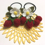 ハンドメイド☆可愛いさくらんぼ苺小花モチーフ手編み☆レース編み