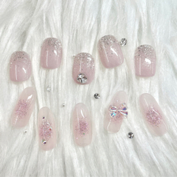 Peach Ribbon Nail