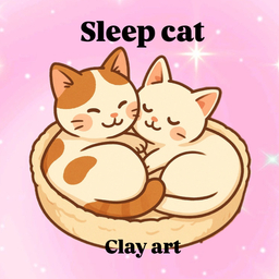 粘土雑貨　Sleep cat