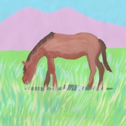 草原の馬
